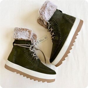 Cougar Women Boots Leather Ankle Waterproof Faux Fur Lace Winter Snow Platform 9